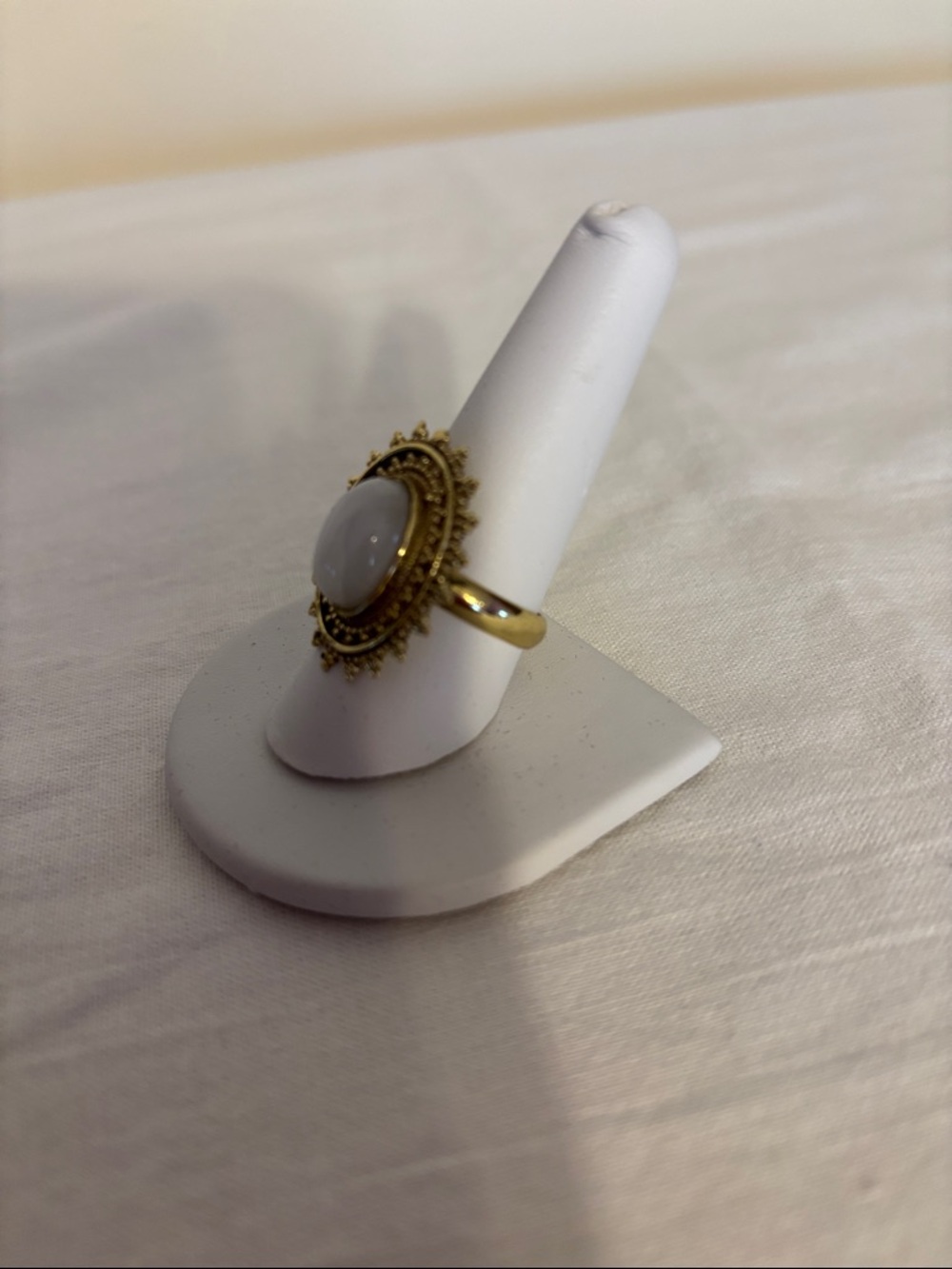 Gold-Tone Moonstone Adjustable Sunburst Statement Ring - size 9.5 - Picture 3 of 11
